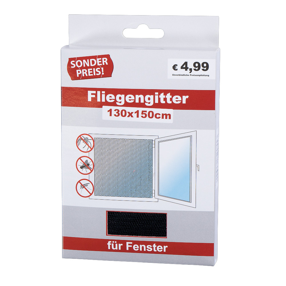 MÜCKENMEISTER® Fliegengitter Fenster (130x150cm, schwarz